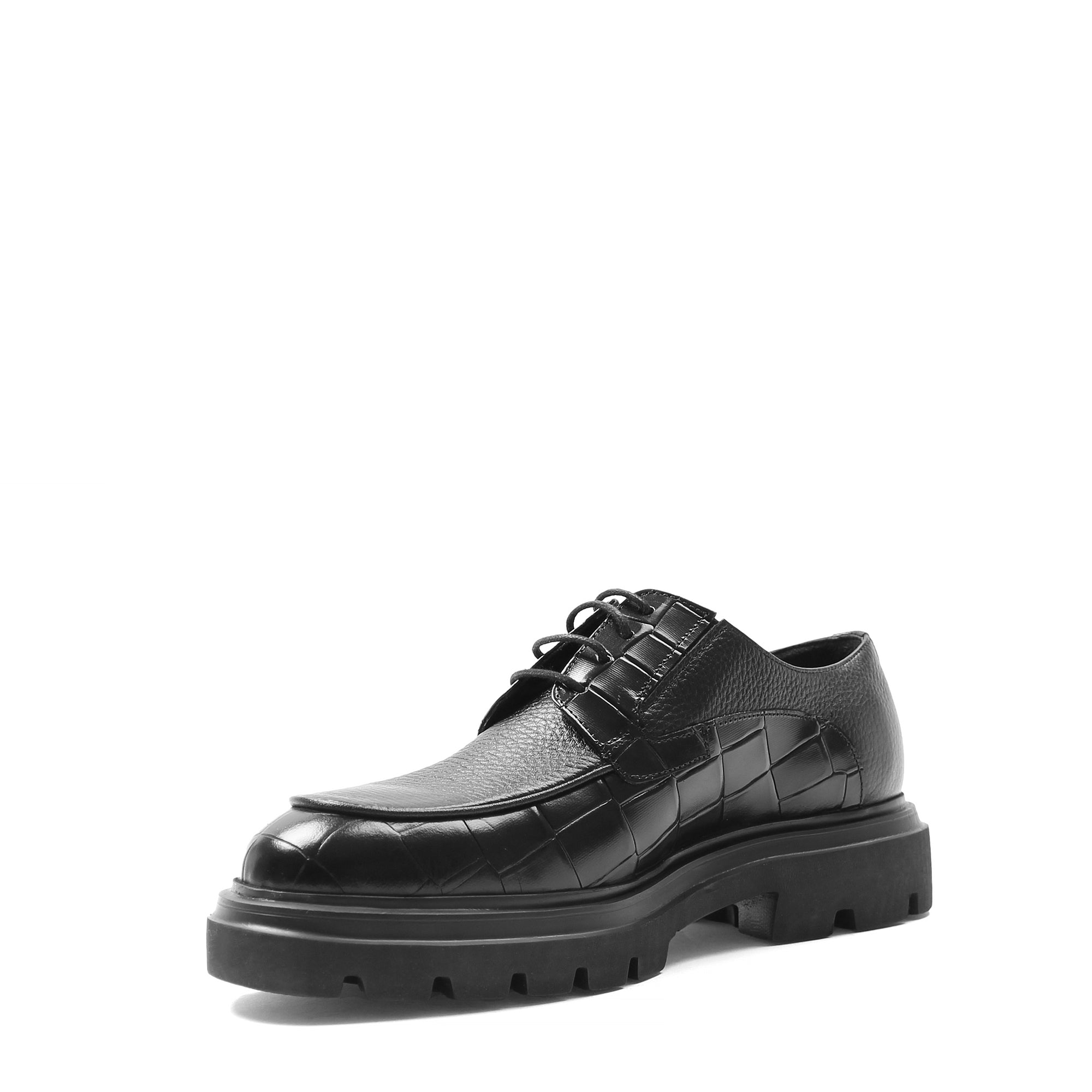 Herren Klassische Schuhe aus Schwarzem Croco-Leder (064-1040)
