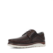 Men’s Brown Leather Lace-Up Moccasin Shoes with Contrast Sole (765-5500)