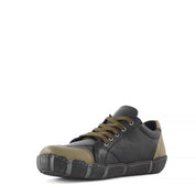 Damen Schwarze/Khaki Leder Schnürschuhe mit Reißverschluss (288-31101)