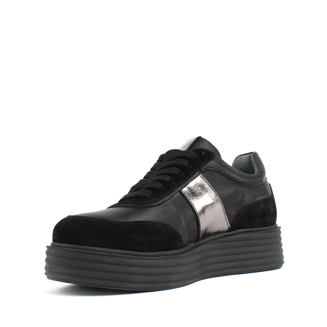 Damen Schwarze Sneaker mit Metallic-Akzent (115-20604)