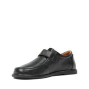 Damen Flache Schuhe Schwarz Leder mit Schnalle und Komfortsohle (726-28411)