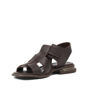 Women’s Brown Leather Velcro Strap Sandals (784-41607)