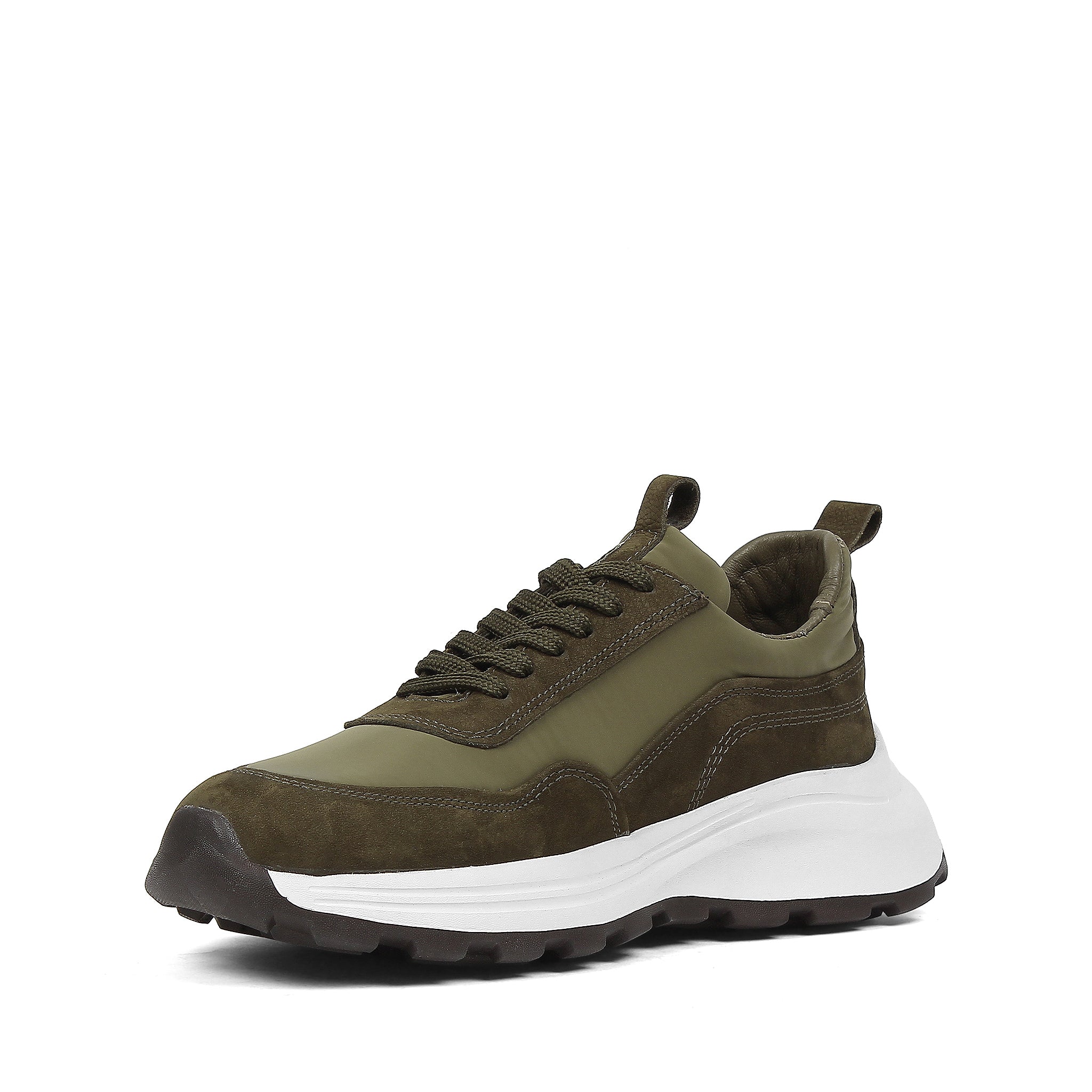 Men’s Khaki Suede Leather Sneakers (696-7101)