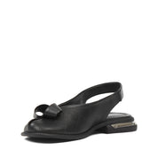 Women's Black Leather Sandals with Adjustable Buckle (784-41605)