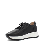 Damen Sneaker Schwarz aus Leder mit Perforation (366-28219)