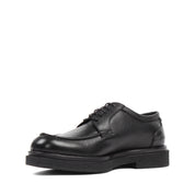Herren Derby-Schuhe aus schwarzem genarbtem Leder mit Mokassin-Naht (395-2886)