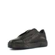 Men's Black Leather Zipper Sneakers (675-117)