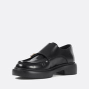 Men’s Black Leather Double Monk Strap Shoes (064-1046)