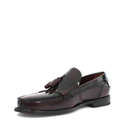 Men’s Burgundy Patent Leather Tassel Loafers – Stylish Slip-On Shoes (747-4538)