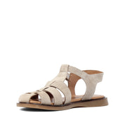 Women's Beige Suede Leather Sandals with Adjustable Buckle (541-23071)