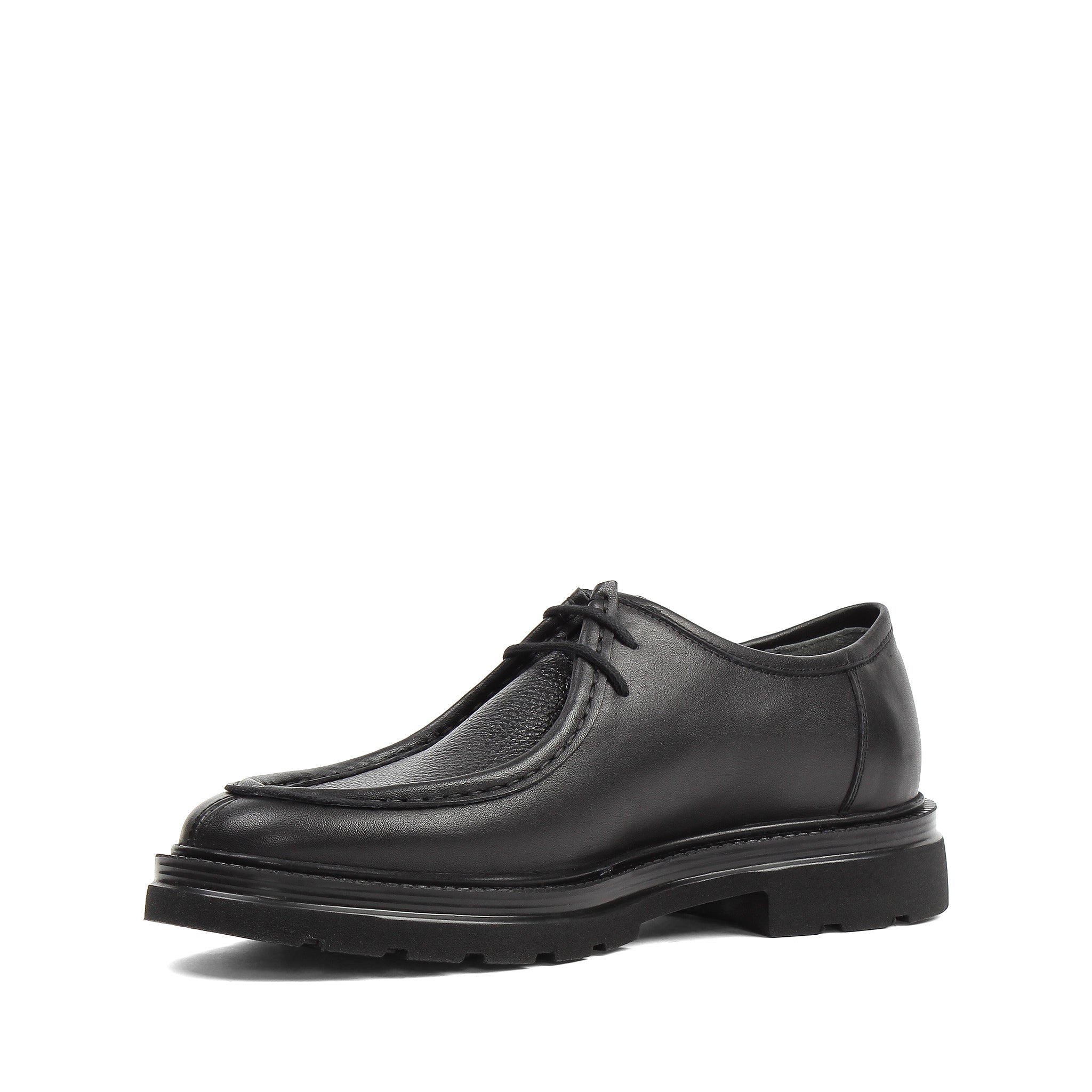 Herren Derby-Schuhe aus schwarzem Leder mit EVA-Sohle und Plain-Toe (663-461)