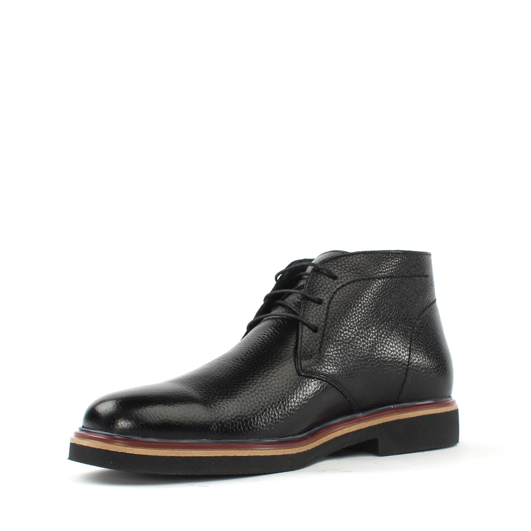 Men's Black Leather Derby Boots with Classic Design (162-512)