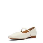 Damen Ballerinas aus Leder in Beige mit Riemenverschluss (085-29403)