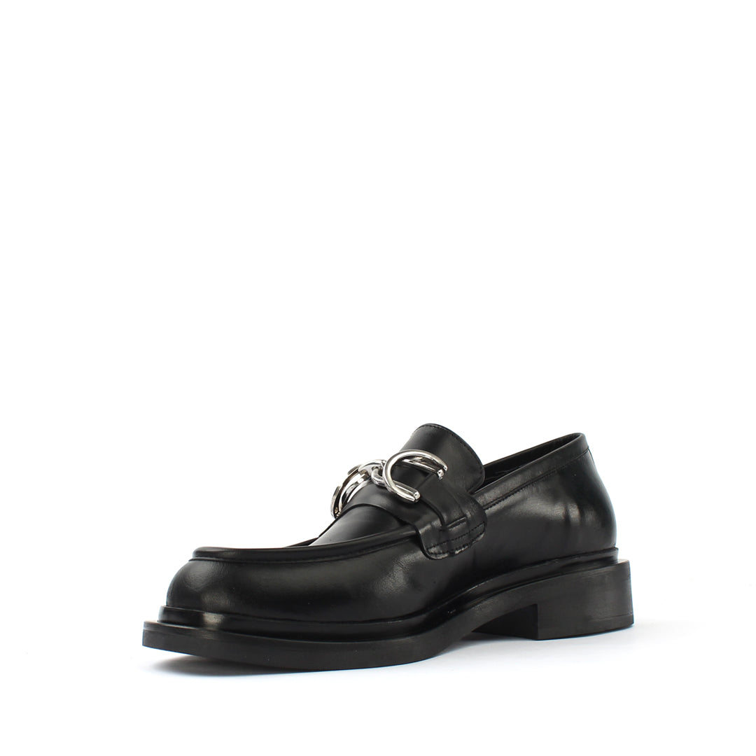 Women's Black Leather Loafers (029-20144)