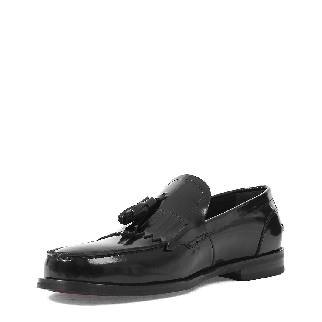 Men’s Black Patent Leather Tassel Loafers – Classic Slip-On Shoes (747-4538)