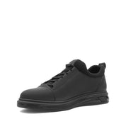 Herren Low-Top Sneaker aus schwarzem Leder mit matter Oberfläche (691-3441)