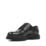 Elegante Herren Derby-Schuhe aus schwarzem Leder mit Brogue-Muster (395-2887)