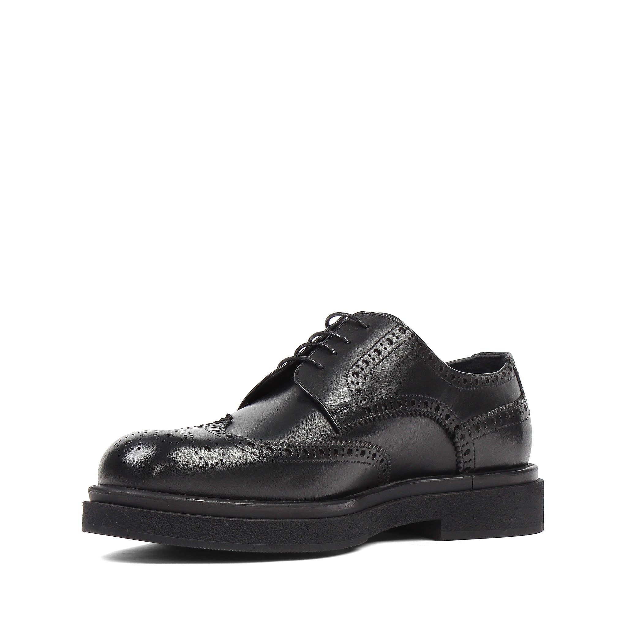 Elegante Herren Derby-Schuhe aus schwarzem Leder mit Brogue-Muster (395-2887)