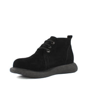 Damen Schwarze Wildlederstiefel mit Flacher Sohle (687-21910)