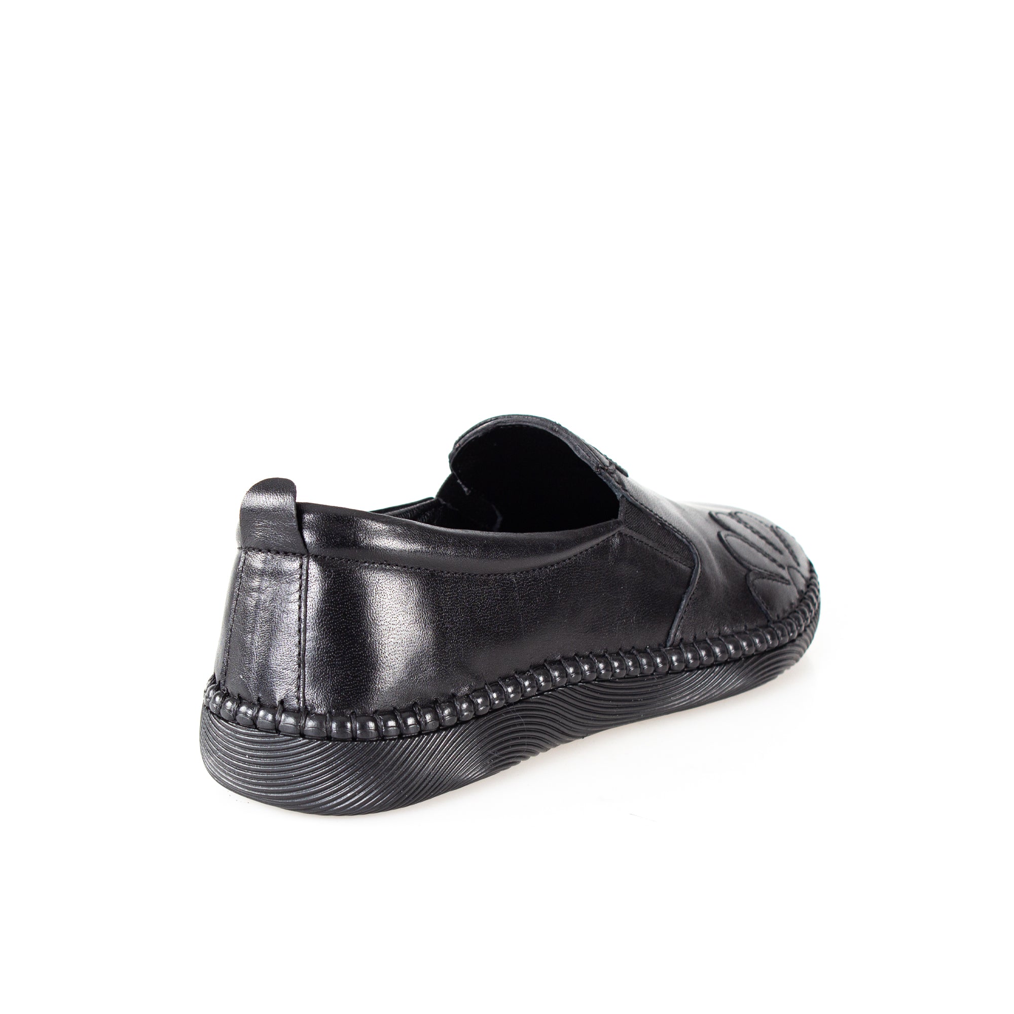 Damen Schwarze Leder-Ballerinas für Freizeit (383-4035)