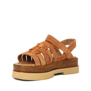 Women’s Tan Suede Leather Velcro Strap Platform Sandals (559-30008)