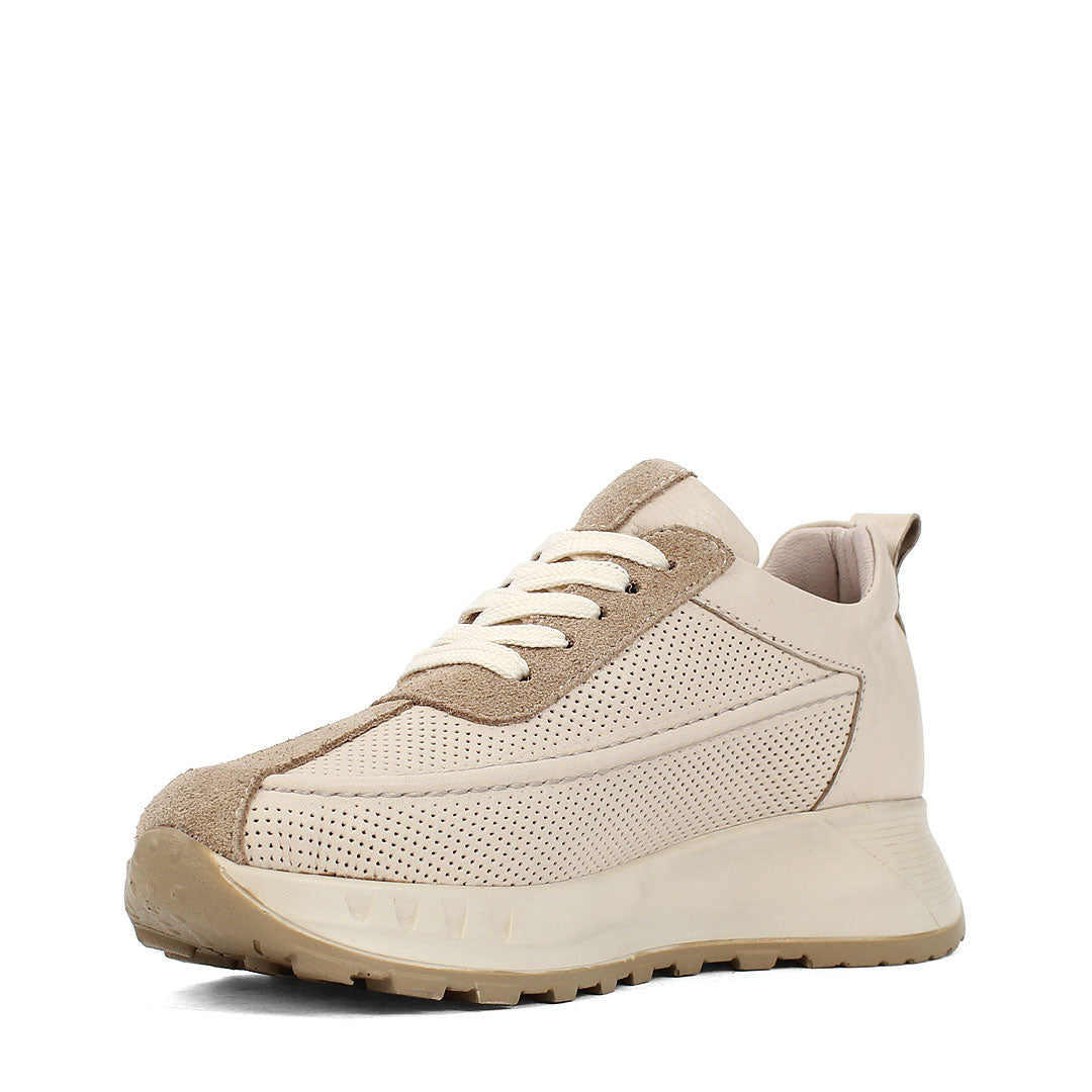 Damen Sneaker aus beigem Leder – Leicht & Atmungsaktiv (686-29205)
