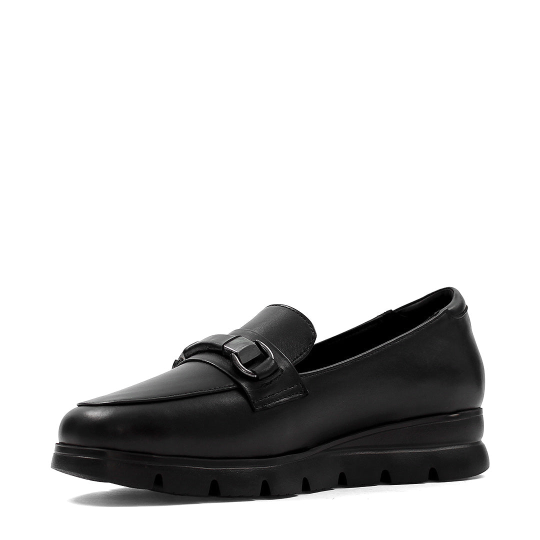 Damen Schwarze Leder Loafer zum Hineinschlüpfen (753-31804)