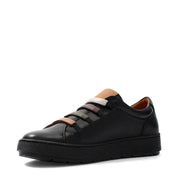 Damen Schwarze Leder Freizeit-Sneaker zum Hineinschlüpfen (748-31406)