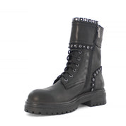 Women's Black Leather Chelsea Boots with Platform Sole (029-20116)