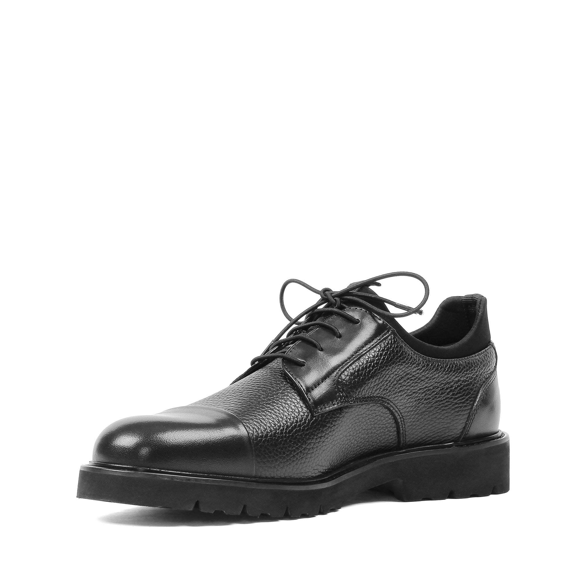 Herren Derby-Schuhe aus schwarzem Leder mit Cap-Toe und EVA-Sohle (395-2891)