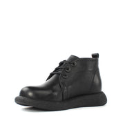 Damen Schwarze Lederstiefel mit Flacher Sohle (687-21910)