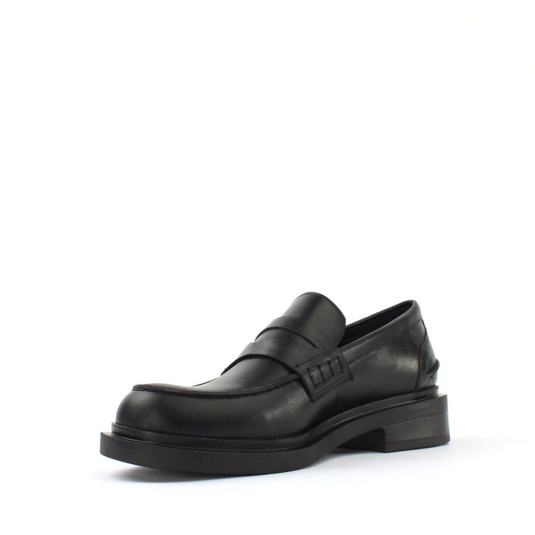 Women's Black Leather Loafers (029-20143)