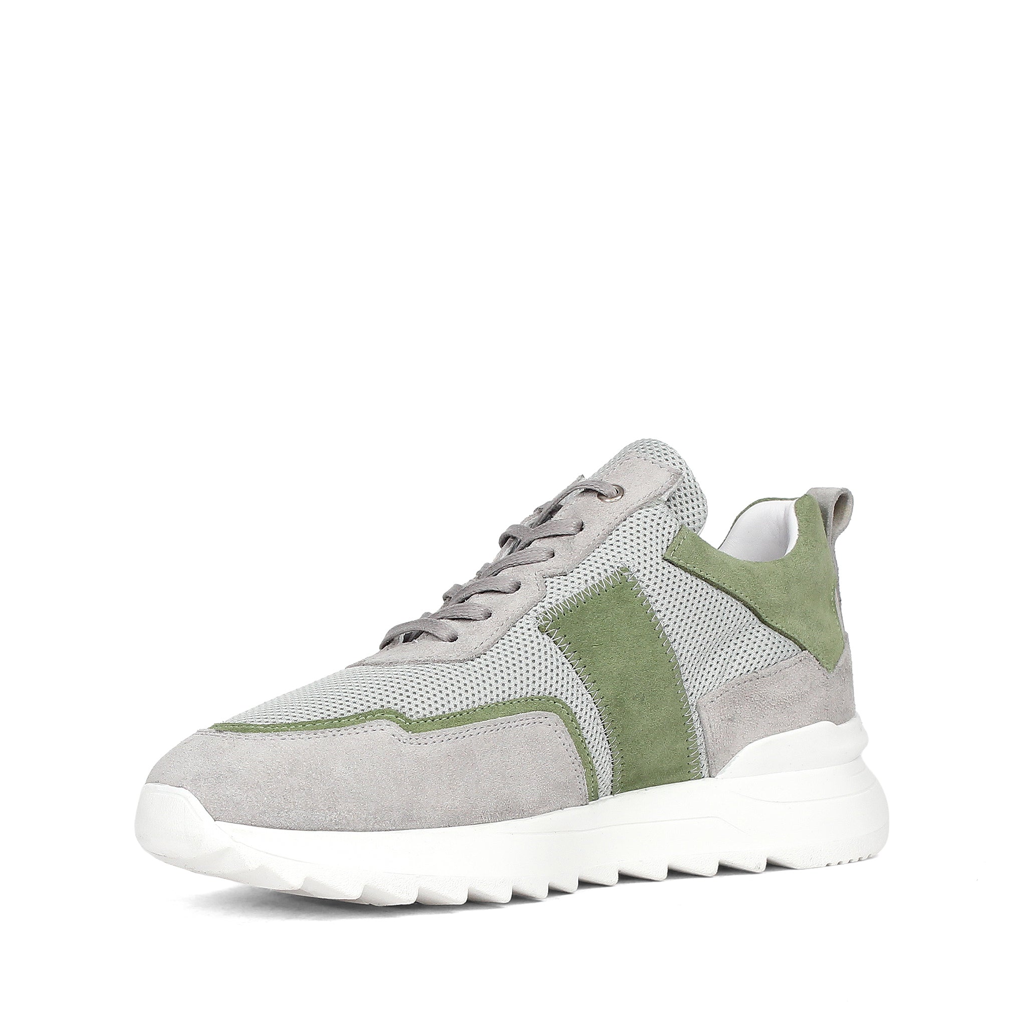 Herren Sneaker aus grauem Wildleder mit grünem Mesh (448-1913)
