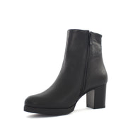 Damen Schwarze Leder-Stiefeletten mit Blockabsatz (625-23945)
