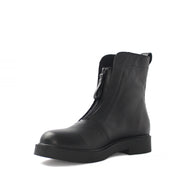Damen Schwarze Lederstiefeletten mit Reißverschluss (338-23422)