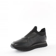 Herren Schwarze Slip-On Sneakers aus Leder (395-2857)
