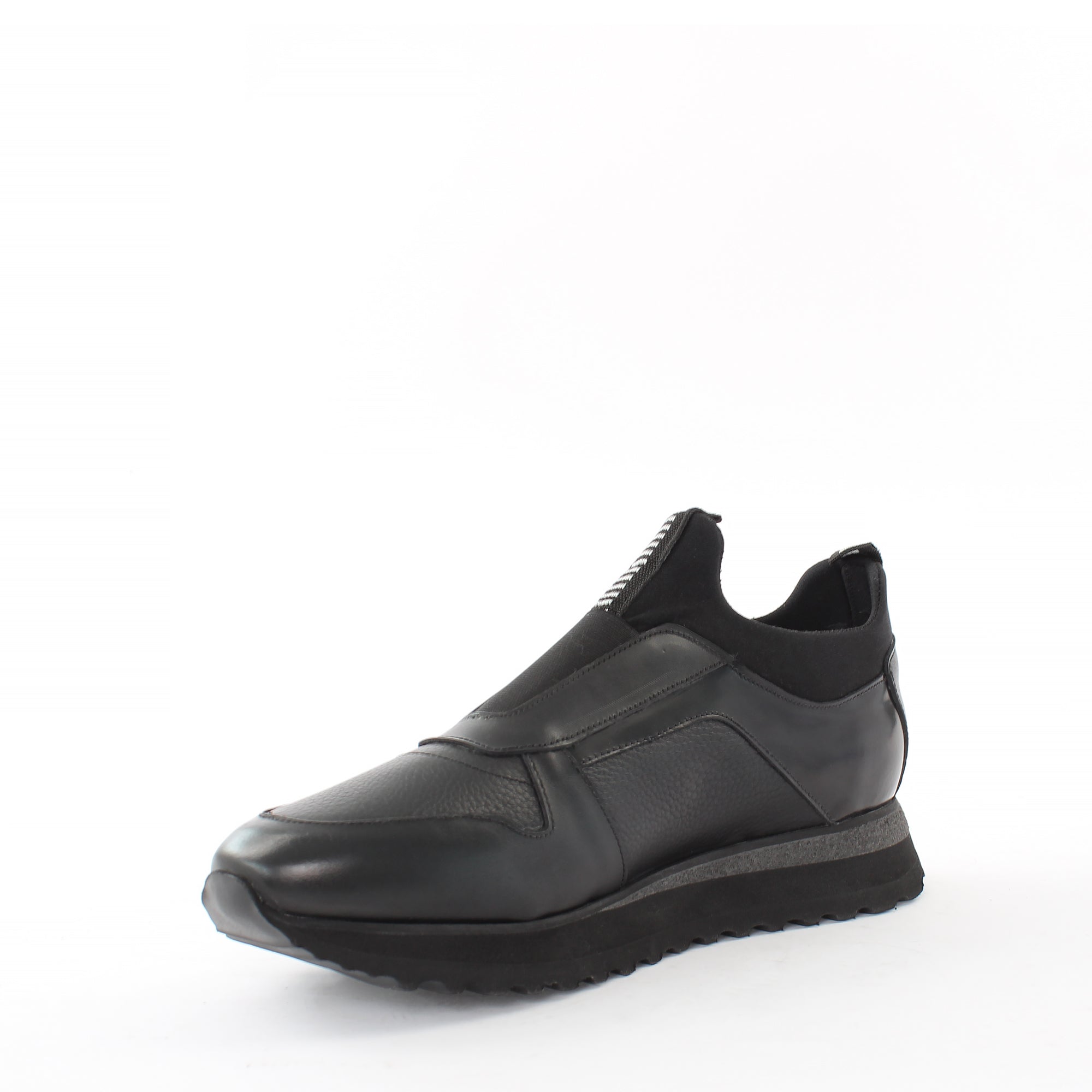 Herren Schwarze Slip-On Sneakers aus Leder (395-2857)