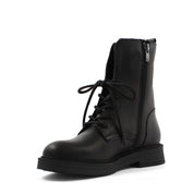 Damen Schwarze Leder-Schnürstiefel (376-20434)