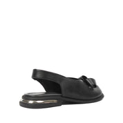 Women's Black Leather Sandals with Adjustable Buckle (784-41605)