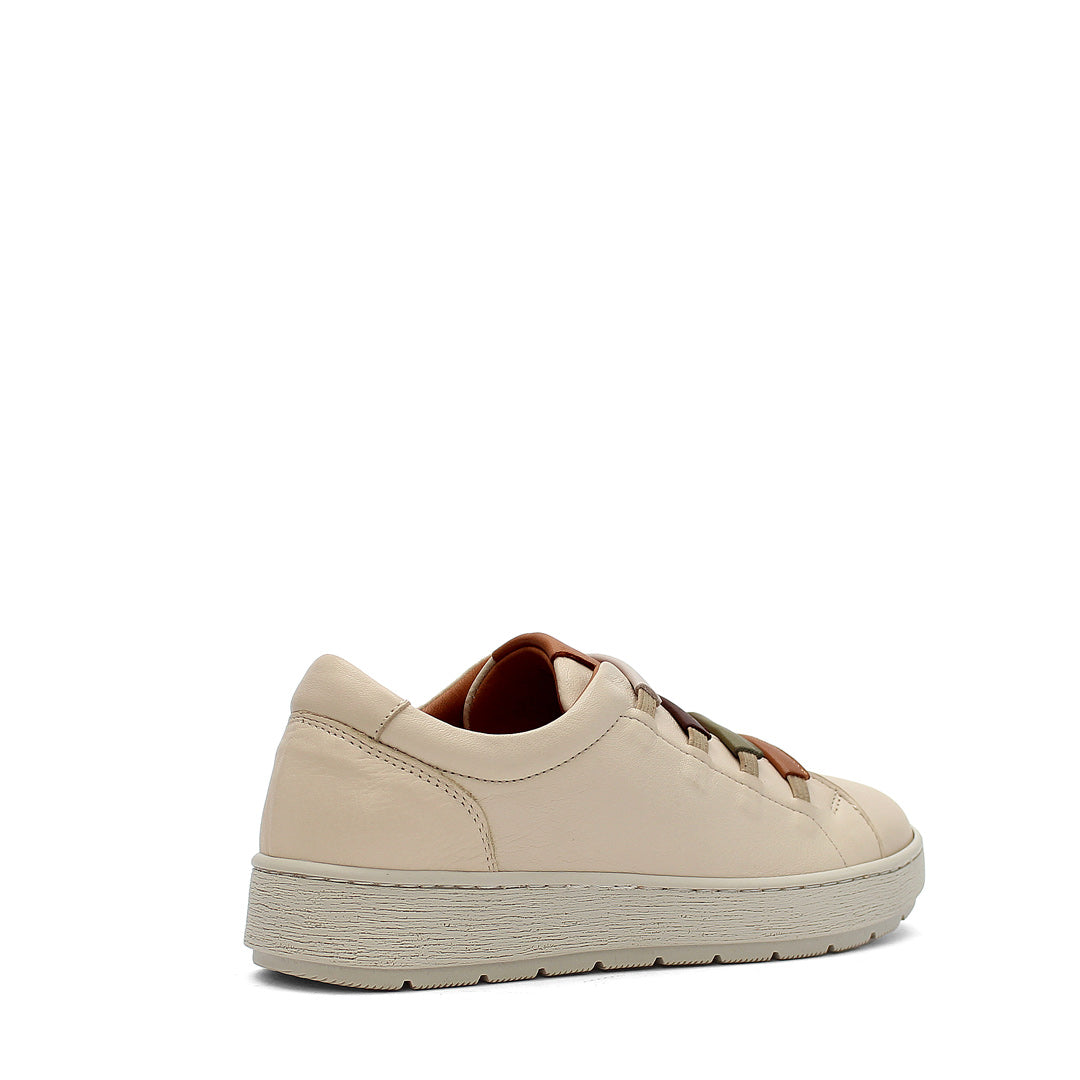 Damen Beige Leder Freizeit-Sneaker zum Hineinschlüpfen (748-31406)