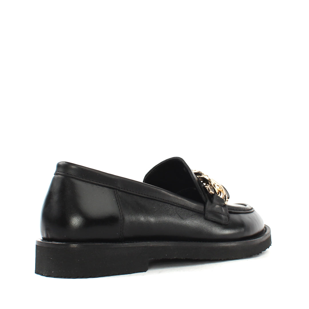 Women's Black Leather Loafers (029-20140)