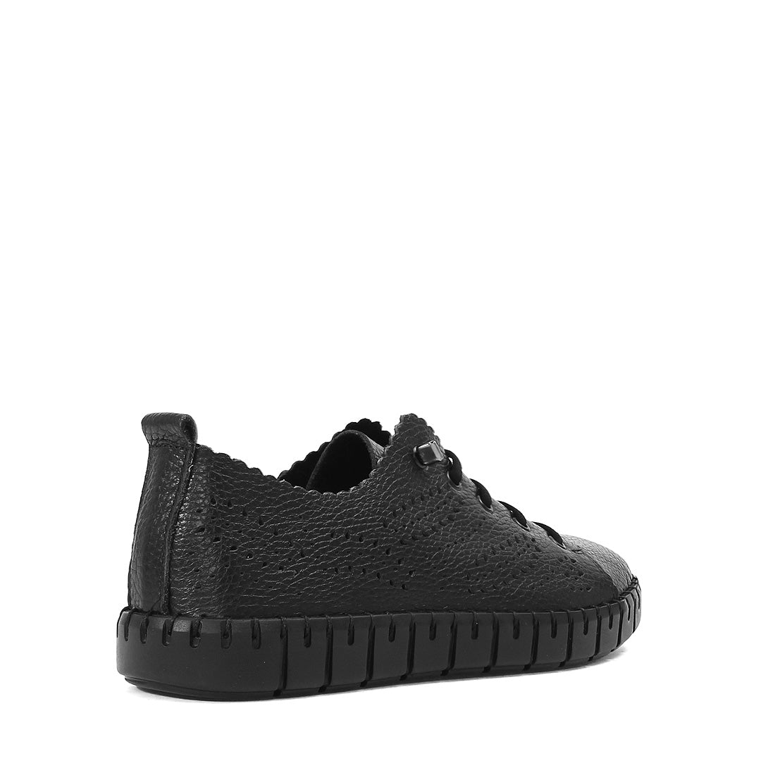 Damen Sneaker aus schwarzem Leder – Leicht & Atmungsaktiv (664-25913)