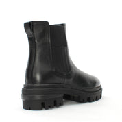 Damen Schwarze Leder-Chelsea-Stiefel mit Blockabsatz (029-20124)