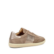 Damen Sneaker aus Wildleder in Taupe mit Metallic-Details (115-20622)
