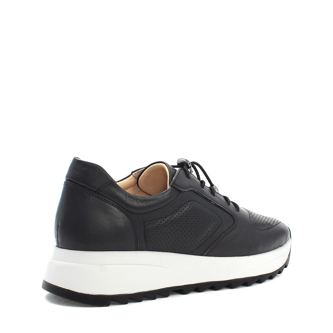 Damen Sneaker Schwarz aus Leder mit Perforation (366-28219)