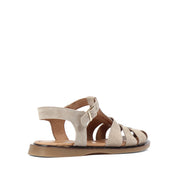 Women's Beige Suede Leather Sandals with Adjustable Buckle (541-23071)