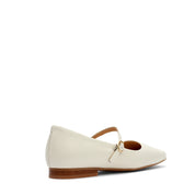 Damen Ballerinas aus Leder in Beige mit Riemenverschluss (085-29403)