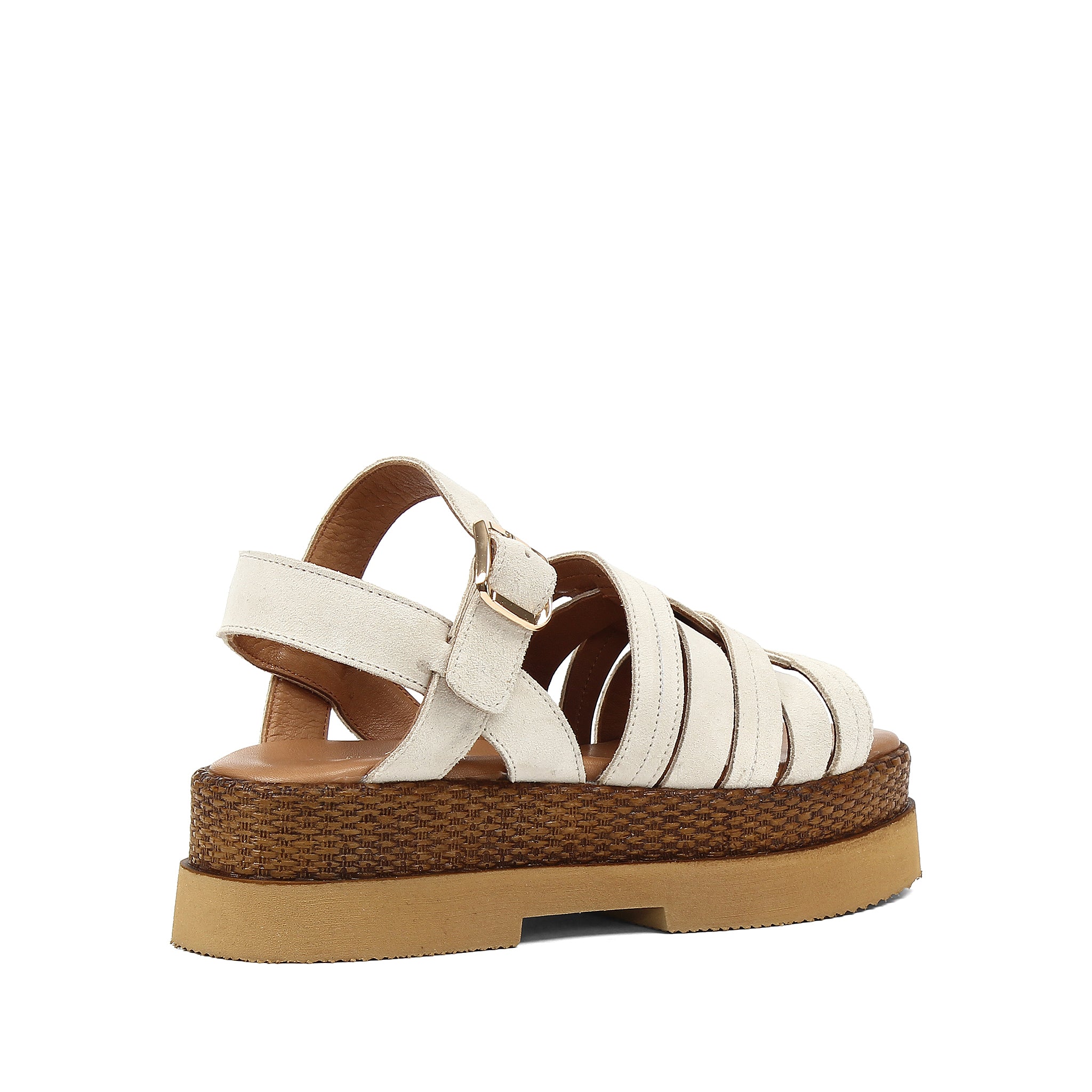 Women’s Beige Suede Leather Velcro Strap Platform Sandals (559-30008)