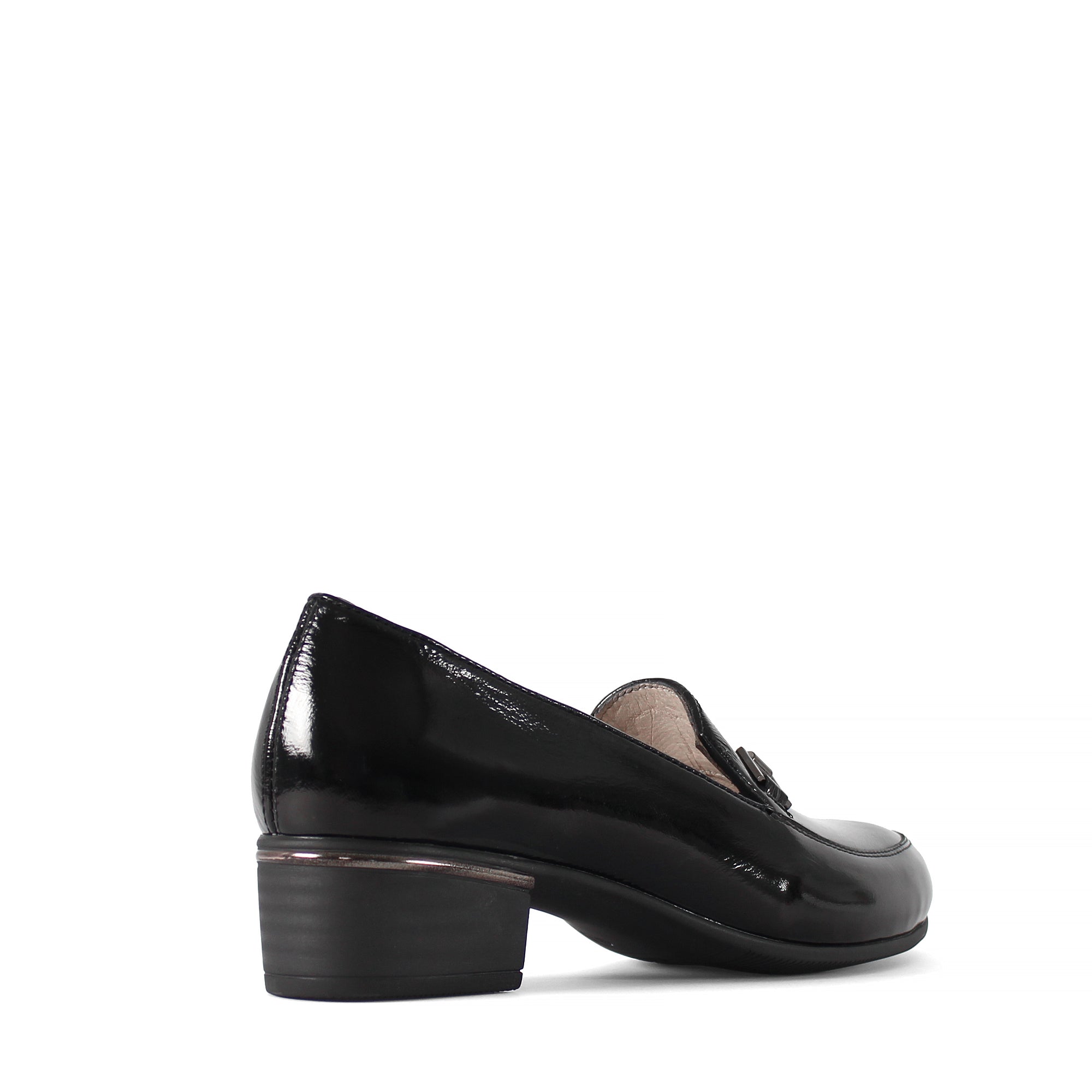 Damen Schwarze Lackleder-Klassikschuhe mit Blockabsatz (494-25823)