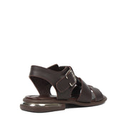 Women’s Brown Leather Velcro Strap Sandals (784-41607)